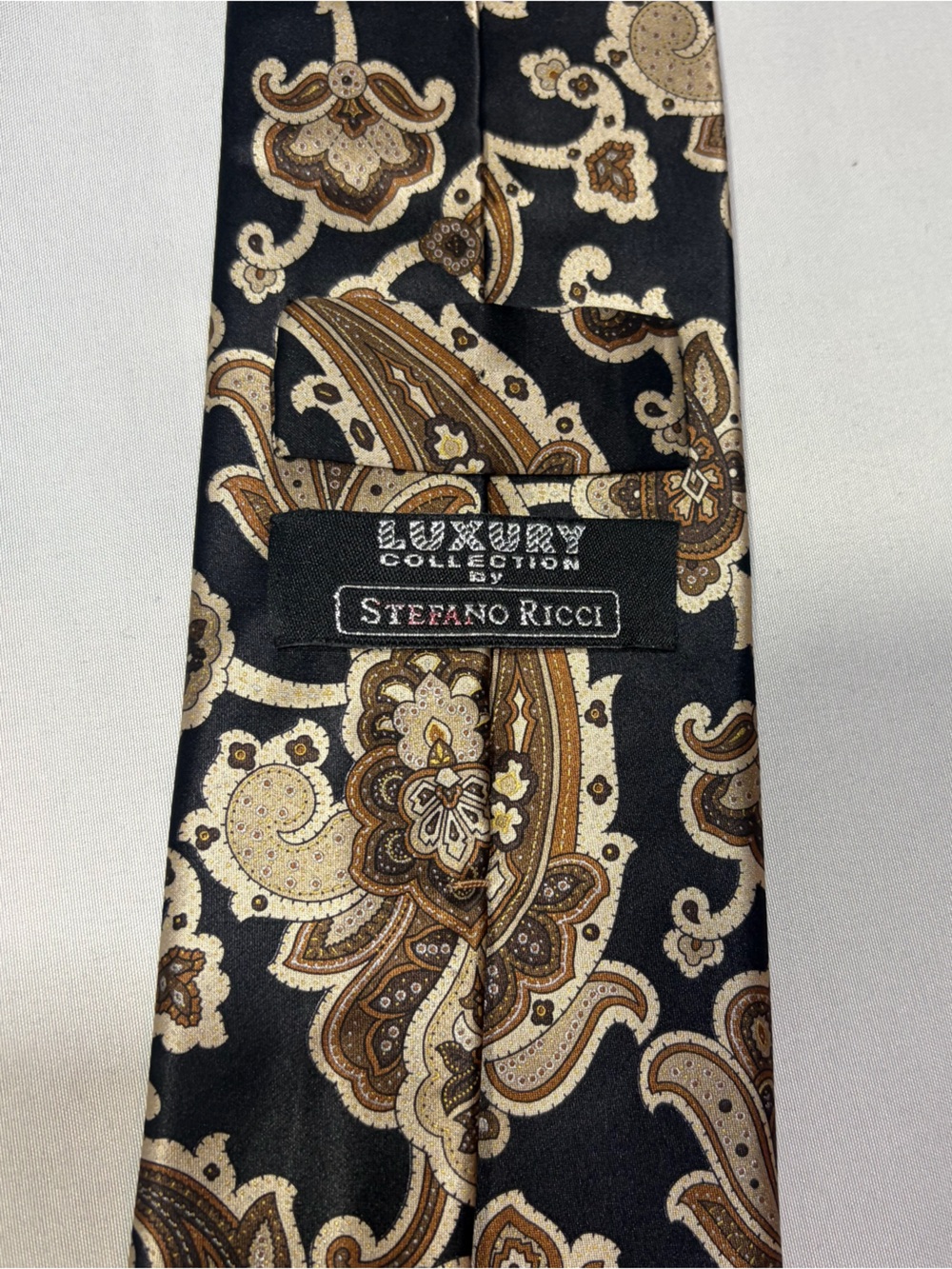 Stefano Ricci Exclusive Collection Black Gold Silk Paisley Tie Made in Italy - Picture 2 of 5